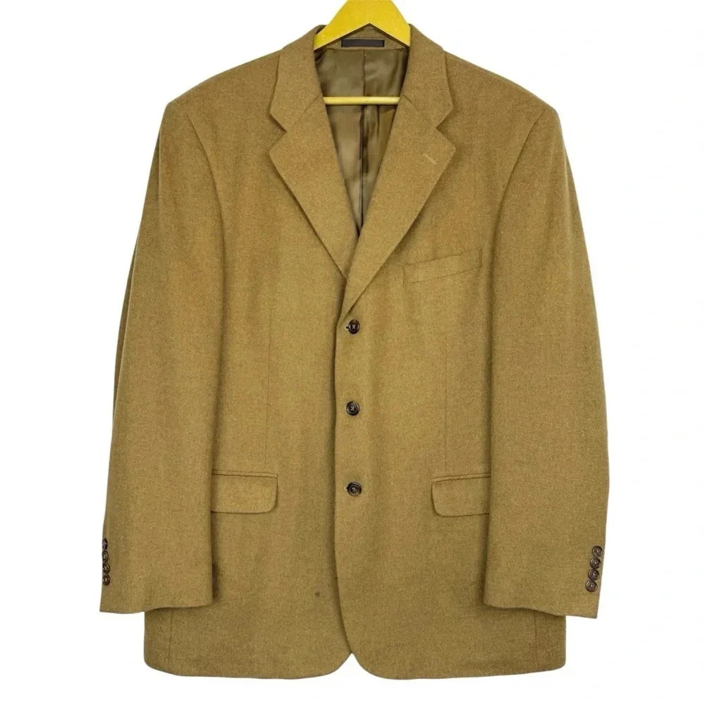 Daniel Gray Blazer Sport Coat Three Button Casual Jacket 44L Cashmere Wool Silk